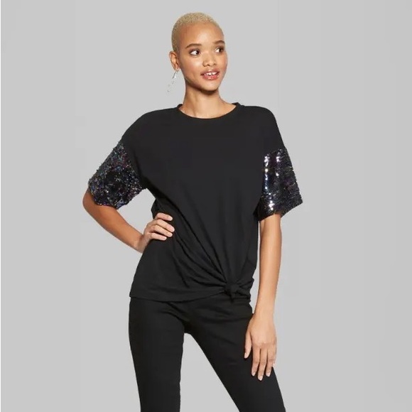 Wild Fable Oversized Sequin Tee, sz Small - Picture 1 of 11